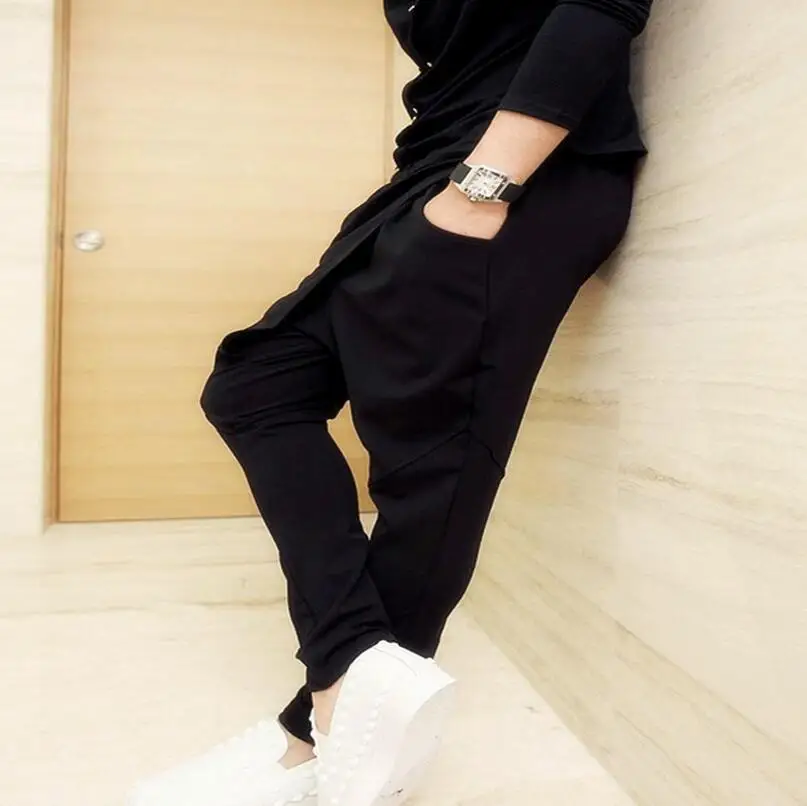 

Of Korean Version Spring And Autumn Casual Small Feet Fashion Low Crotch Pants Large Size Blackpersonality Men's Trousers/ 27-40