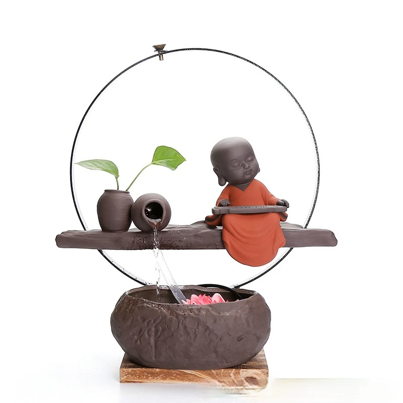

Backflow Fragrant Ceramic Flowing Water Fountain Decoration Feng Shui Lucky Wetting Living Room Office Decoration