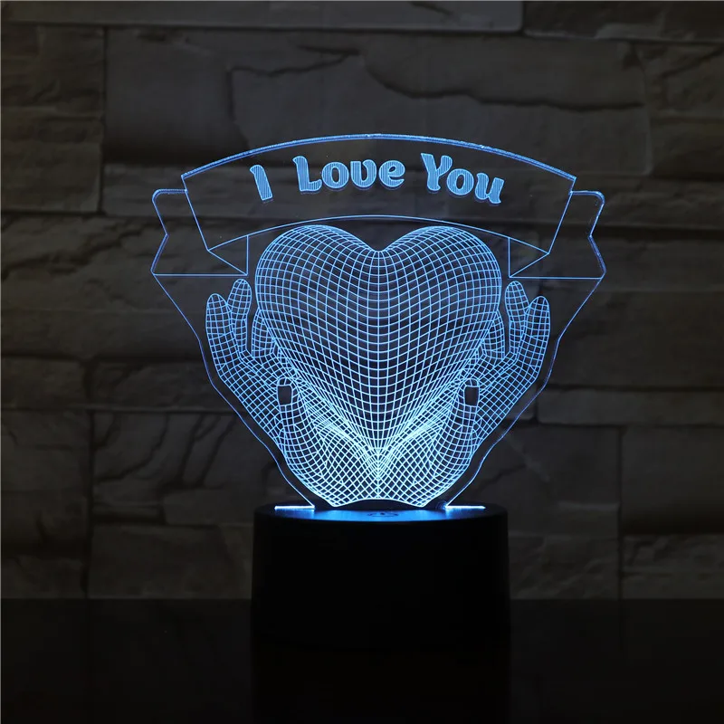 

Acrylic 3D Illusion LED Night Light Nightlight Bedside I Love You Lamp RGB Color Decoration Present for Mother's Day