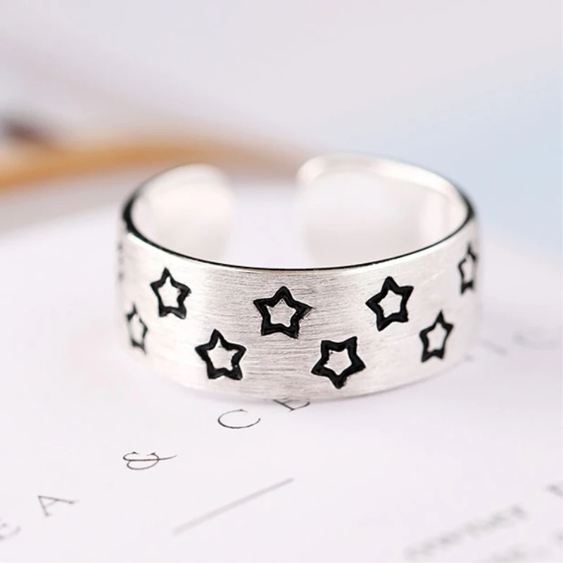 

Женское кольцо из серебра 925 пробы, с рисунком звезды