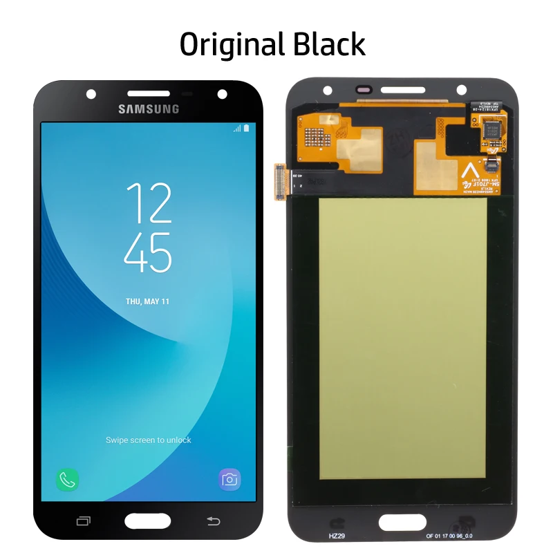 Original Black ЖК-дисплей для samsung Galaxy J7 neo J701 J701F J701M AMOLED ЖК-дисплей с сенсорным дигитайзером регулировка яркости экрана - Цвет: Original Black