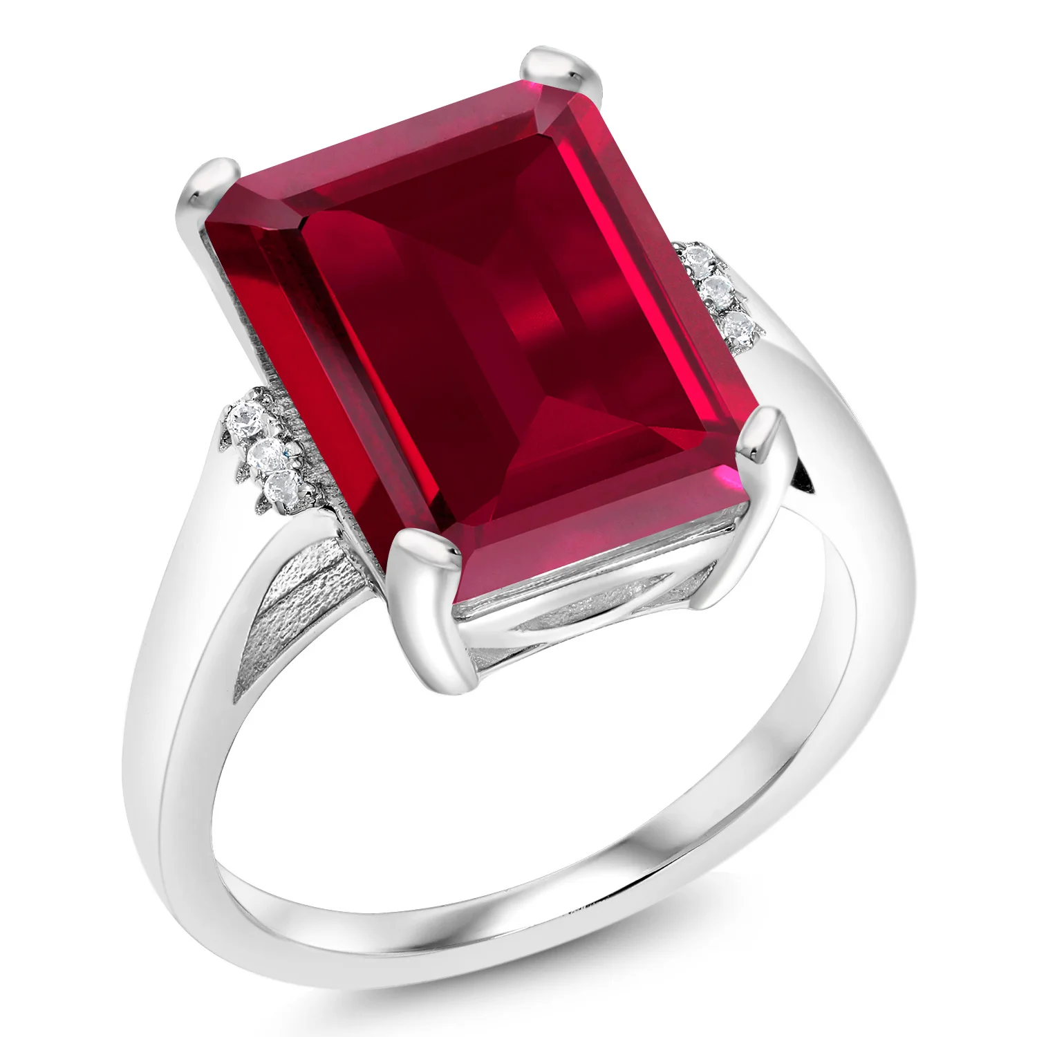 Женское Винтажное кольцо GemStoneKing красное с изумрудной огранкой 925 пробы