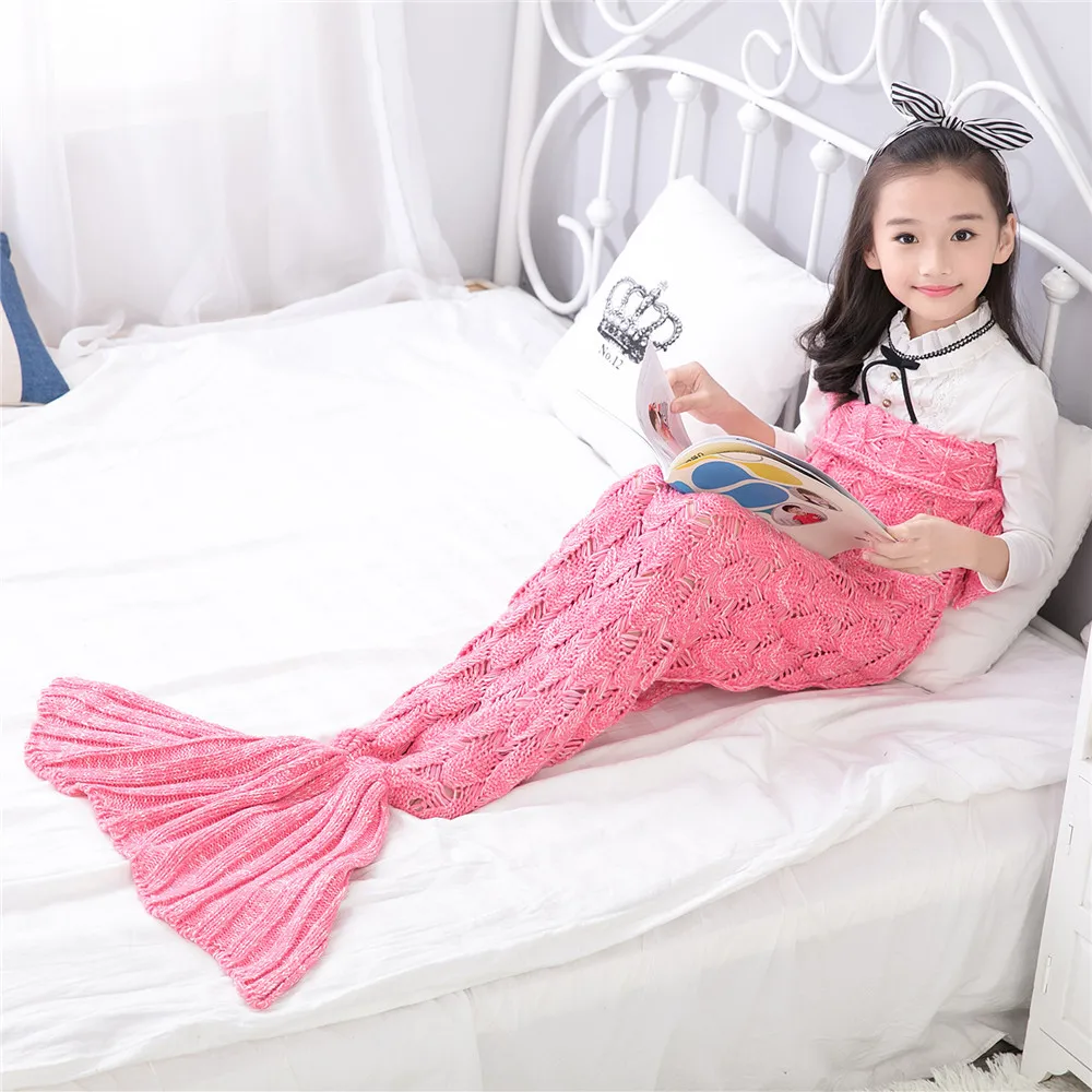 Одеяло с хвостом русалки вязаное для взрослых и детей супермягкое дивана сна s