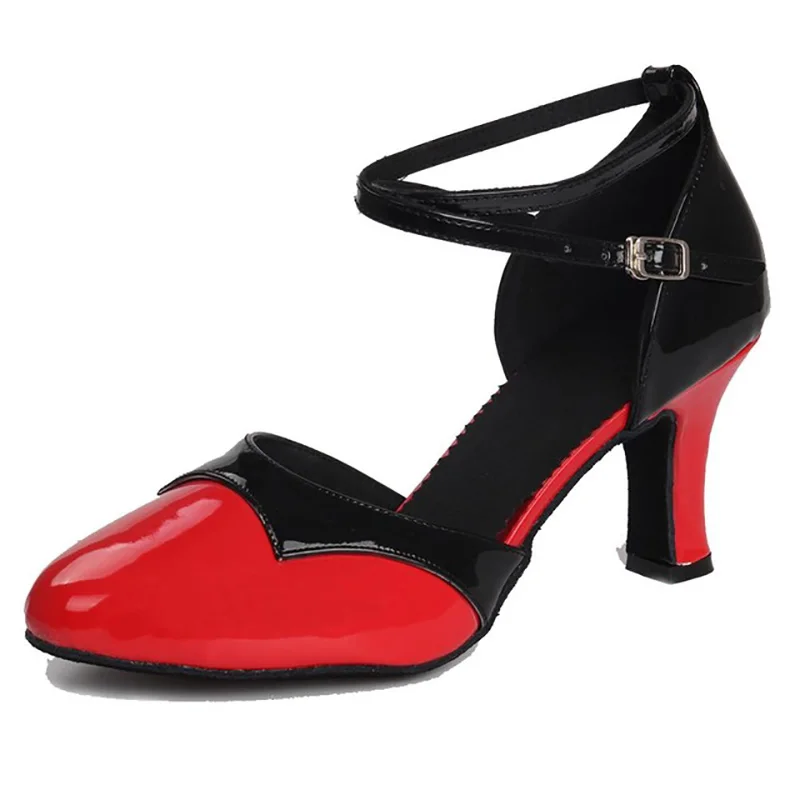 USHINE/каблук 7 см/5 см искусственная кожа Zapatos Salsa Mujer De Baile Latino женская бальная обувь