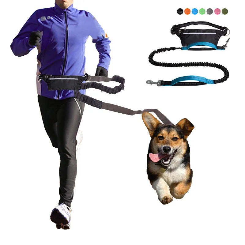 

Dog Traction Rope Free hands Dog Leash with Waist Bag Pull dog Running Retractable ElasticBelt Reflective Harnesses Dog supplies