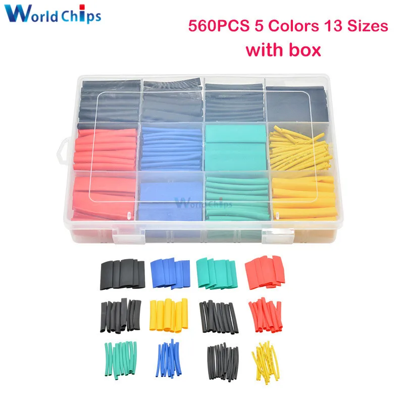 560 шт. термоусадочные трубки набор из 13 размеров с коробкой для электрического