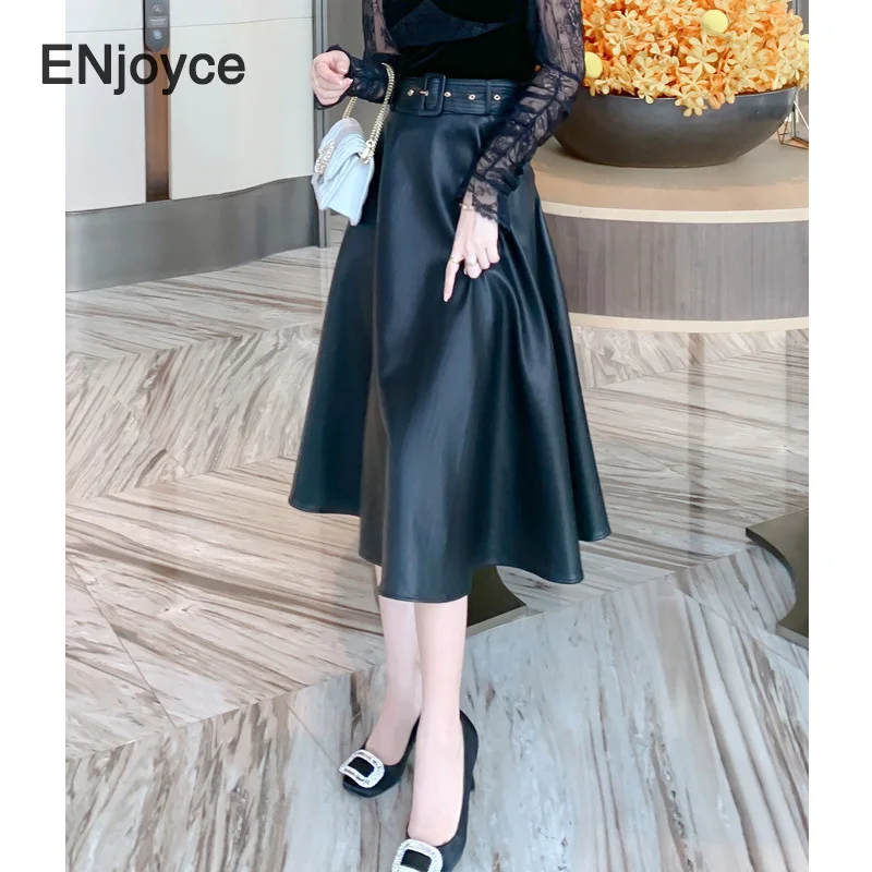 Осень-зима Новая Винтажная обувь из искусственной кожи PU цвета: черный юбка для