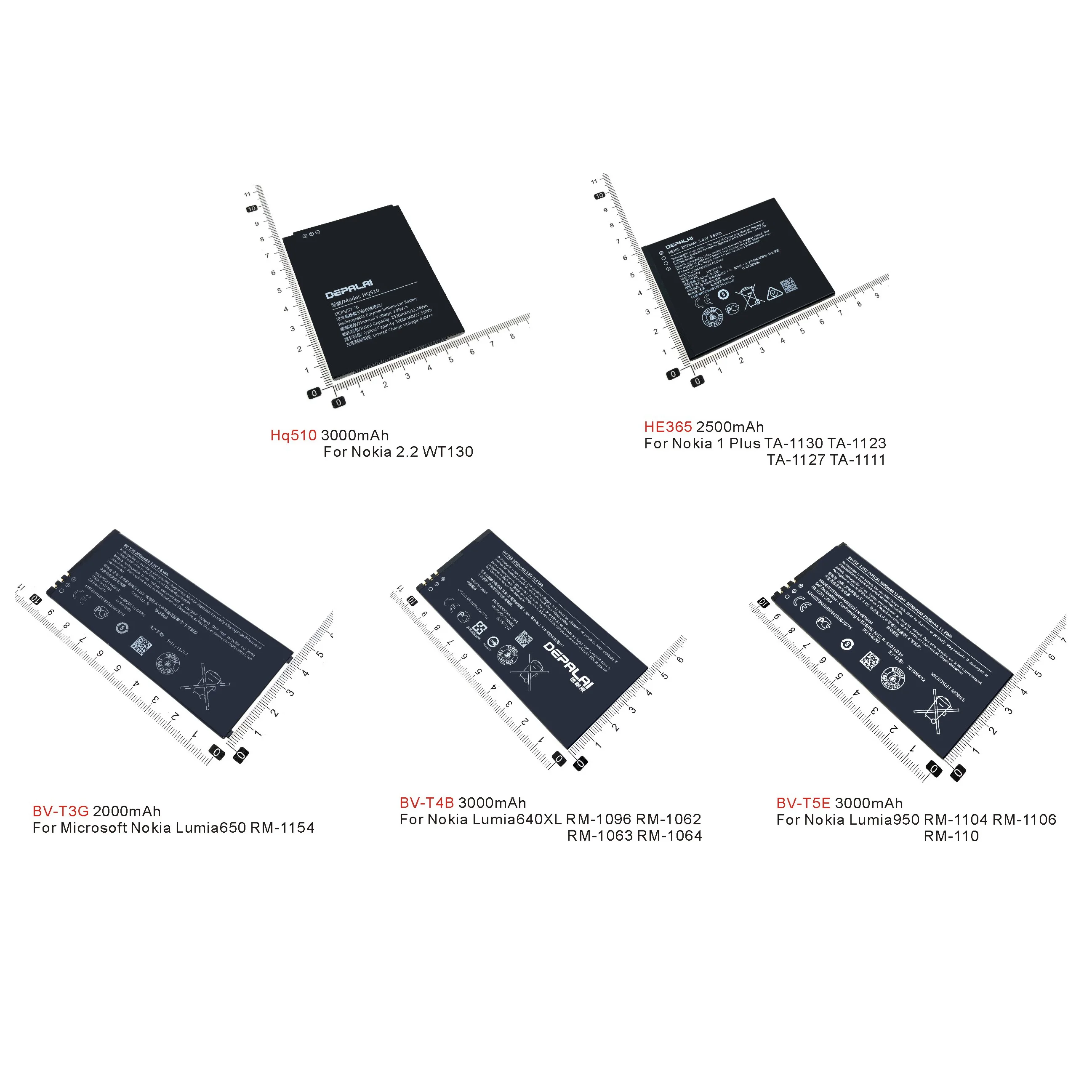 Аккумулятор HQ510 HE365 BV-T3G BV-T4B BV-T5E для Nokia 1 Plus 2 WT130 Microsoft Lumia 650 640 XL 950 RM-1104 1106 | Мобильные