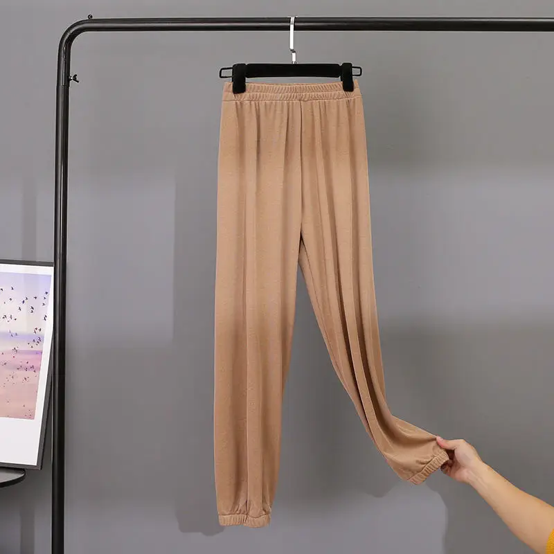 Модные женские логгинсы брюки-карго из ледяного шелка брюки с высокой эластичной