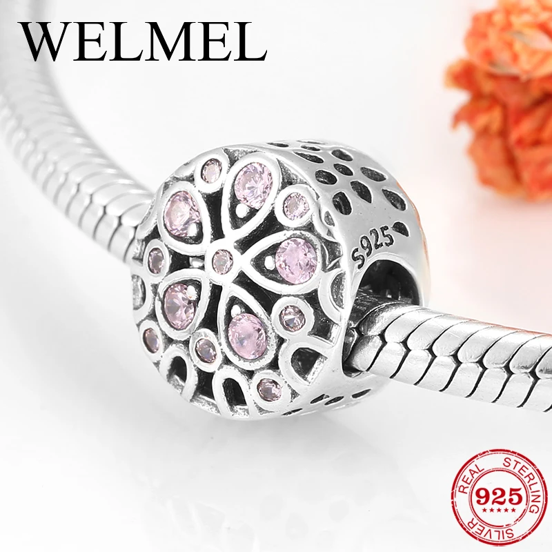 Подлинное Стерлинговое Серебро 925 пробы цветущая капля воды розовый CZ