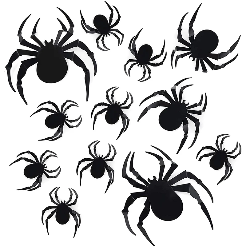 

12Pcs/1Set Horror Black Spider Wall Stickers For Halloween Haunted House Rooms Toilet Home Wall Decals Art Bar Party Decoration
