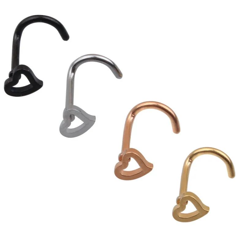 

Новые креативные изогнутые ногти в форме сердца с крючком из нержавеющей стали Персиковое кольцо в форме сердца для носа модные вечерние ногти для пирсинга носа