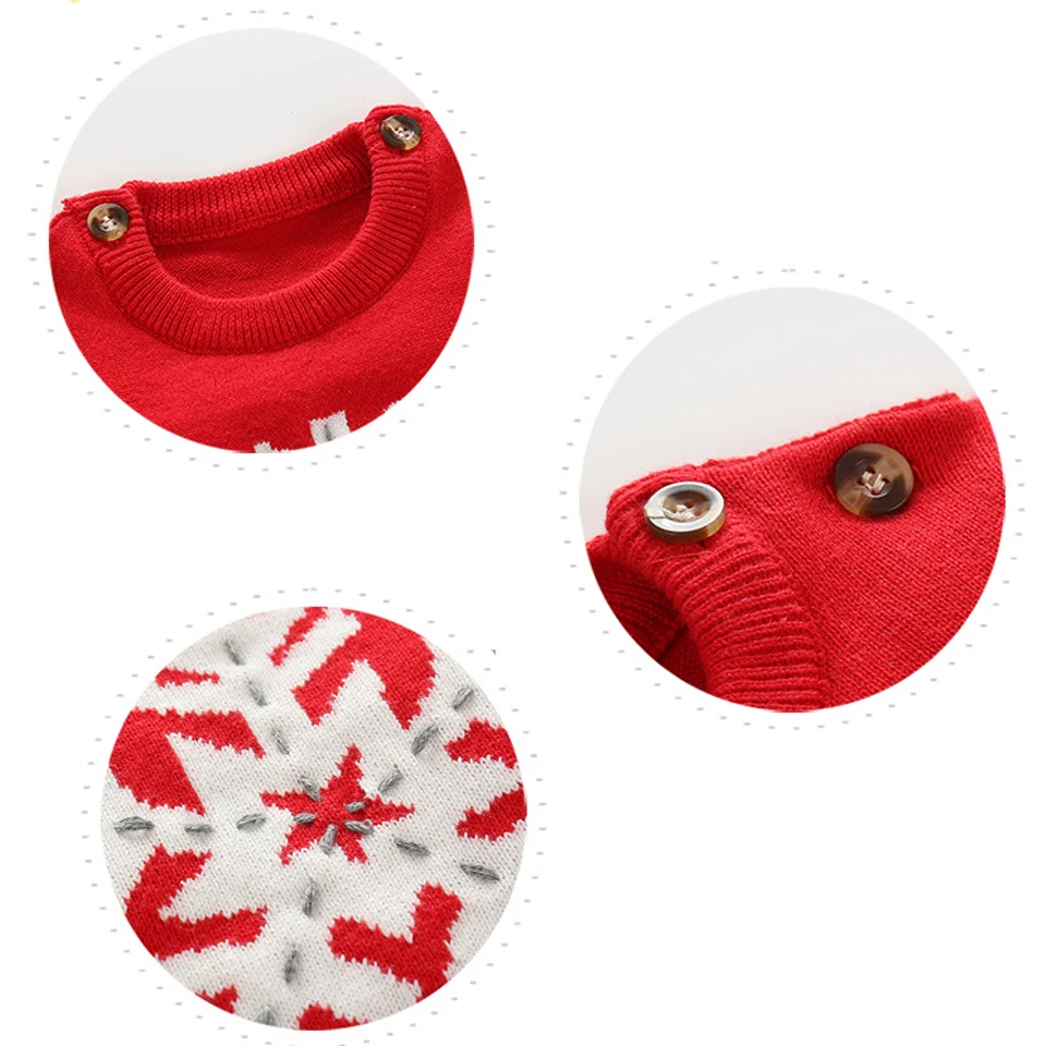 Christmas Baby Boys Girls Sweaters Winter Toddler Clothes With Snowflake Kids Sweater Embroidery Romper |