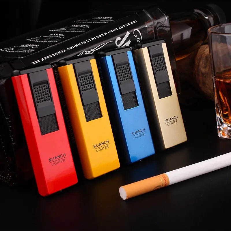

Ultra-Thin Metal Long Stripe Jet Lighter Torch Turbo 1300 C Windproof Gas Butane Welding Cigar Cigarettes Portable Lighters