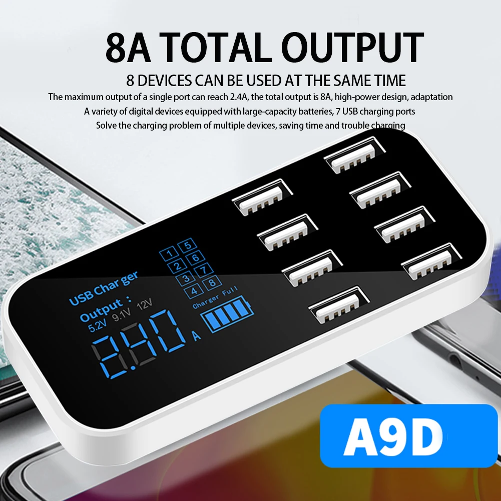 Зарядная станция с 8 портами USB Type-C и цифровым дисплеем А 40 Вт | Мобильные телефоны