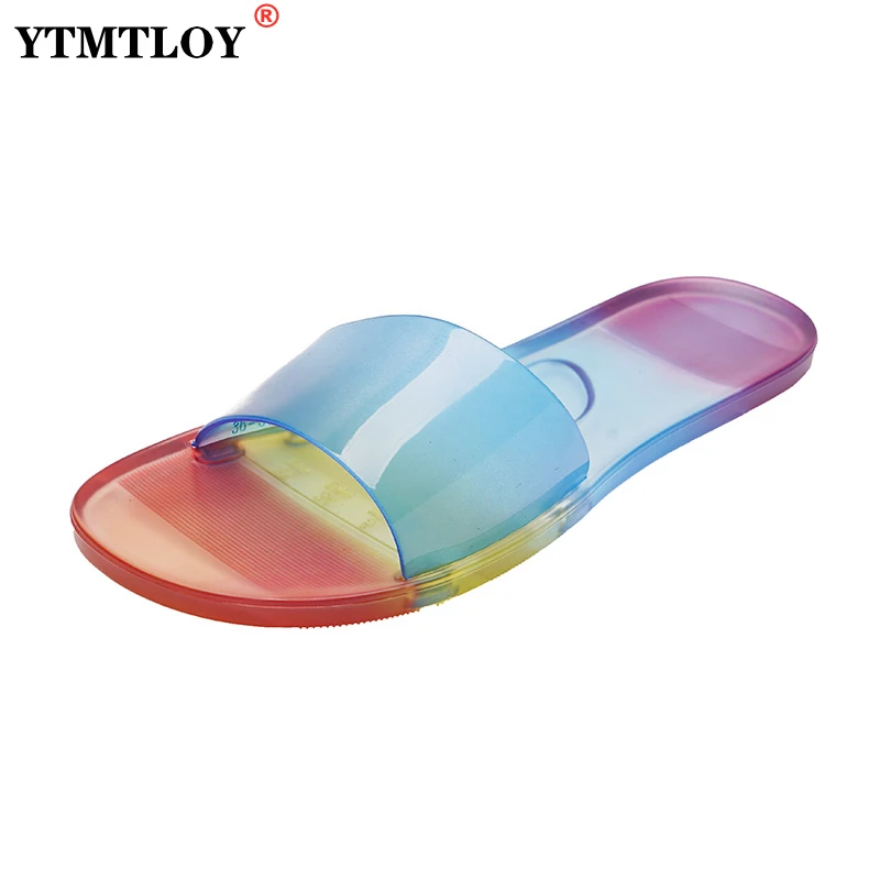 Сандалии женские прозрачные из ПВХ пляжная обувь с открытым носком шлепанцы