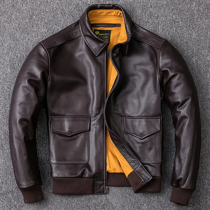 

Куртка мужская летная из натуральной кожи, пилот в стиле милитари, Пиджак ВВС А2, одежда из натуральной воловьей кожи, Бесплатная доставка