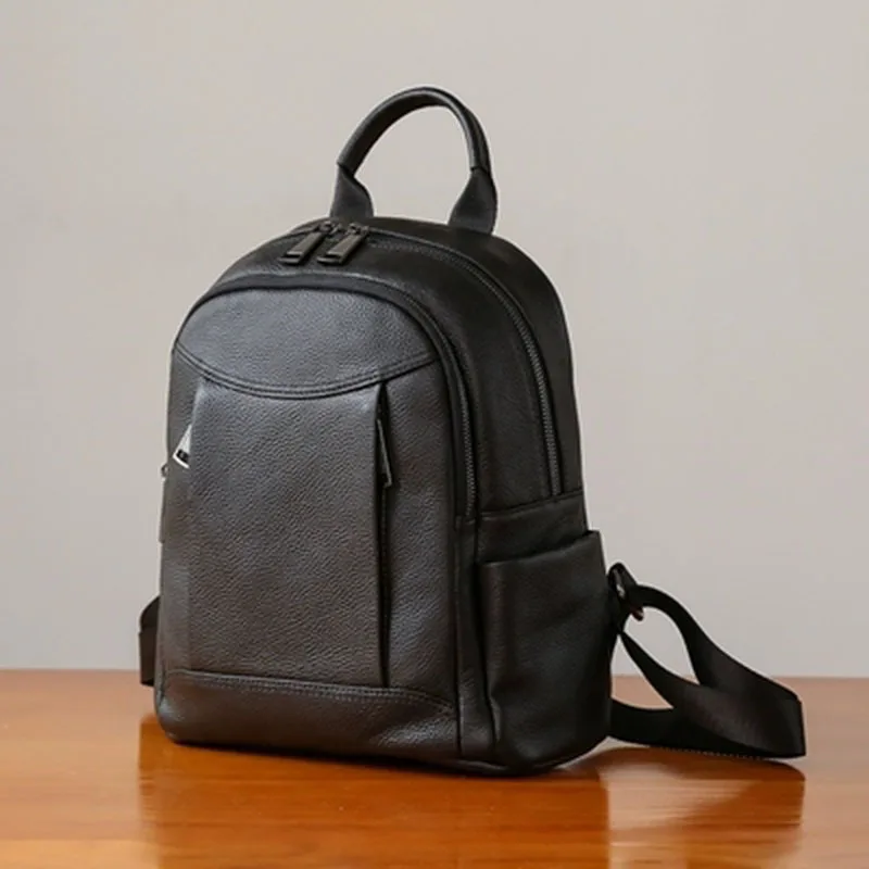 

Women Female Leather Black 2021 Spring New Leather Female Bag Fashion Casual All-match Student School Bag Cowhide