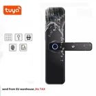 Дверной смарт-замок Tuya электронный, водонепроницаемый замок со сканером отпечатка пальца и паролем, управление через приложение, цифровой замок