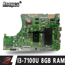 Asepcs With 8GB RAM  I3-7100U CPU  X556UQK mainboard For Asus X556UV X556U X556UQK X556UQ laptop motherboard Tested Working