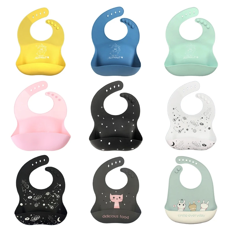 

Infants Adjustable Burp Apron Baby Food Grade Silicone Waterproof Bibs Newborn Boys Girls Feeding Saliva Towel
