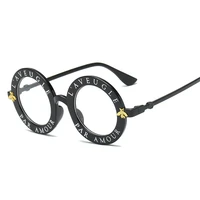 classic round retro men sunglasses women vintage circle bee letter eyeglasses unisex shades visor oculos uv400