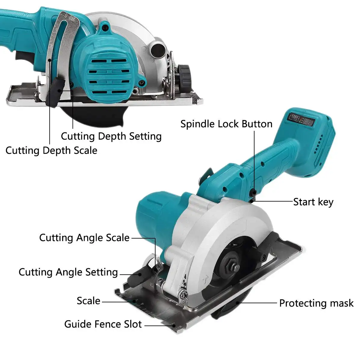 

18000W 125mm Cordless Electric Circular Saw Power Tools Adjustable Curved Cutting Sawing Machine for 18V 21V Makita Battery