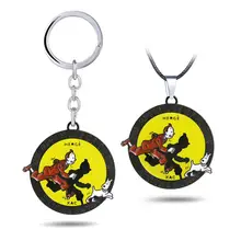 Vogue The Adventures of Tintin Milou Snowy from Herge Classic Comic Anime Figure Model Toys Key Chain Necklace