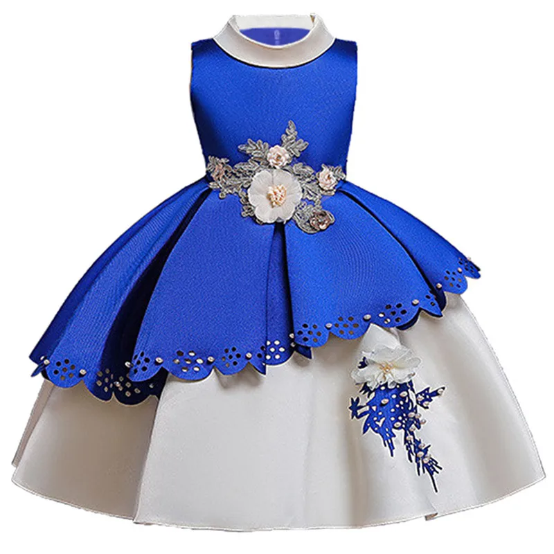 Рождественское платье для девочки:нарядное принцессыплатье для девочки Детские нарядное платье для девочки,наряд на свадьбу Вечеринка платье для детей возрастом новогодний костюм для девочки;от 2 до 8 10 лет - Цвет: Navy Blue