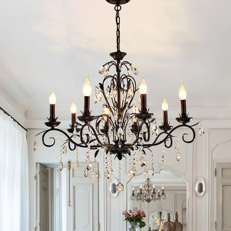 Винтажная люстра с подсветкой из кованого железа свадебное украшение черные