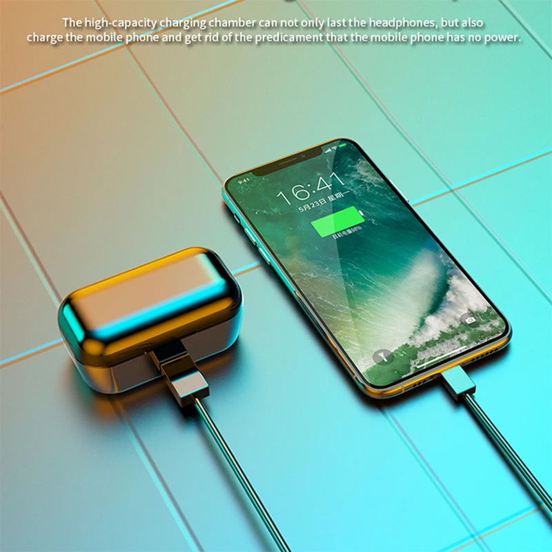 Беспроводные Bluetooth наушники с сенсорным управлением и светодиодным