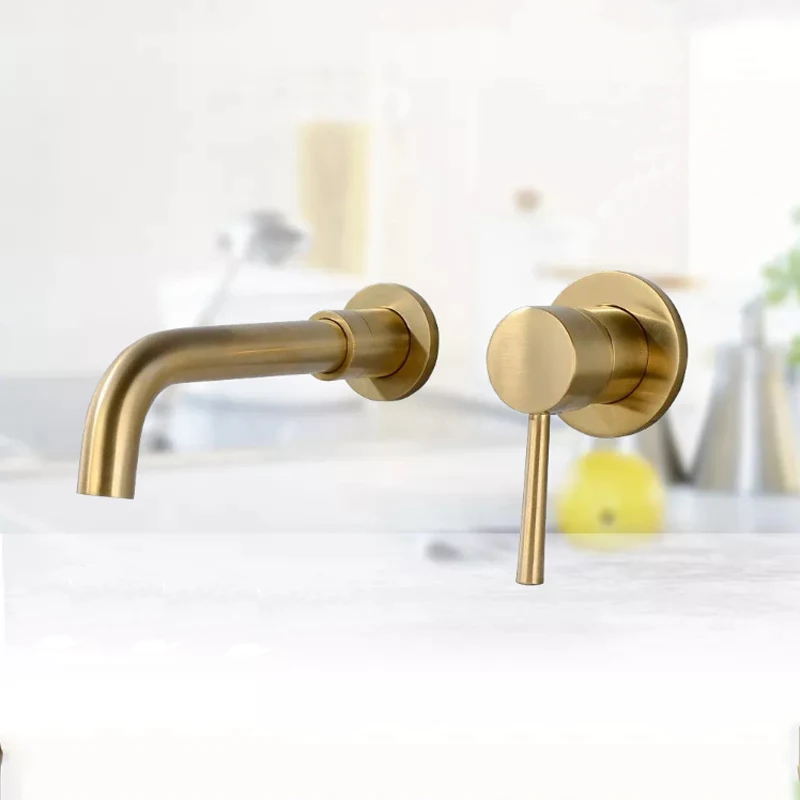 Настенный латунный Смеситель для раковины Скрытый кран в ванной комнате