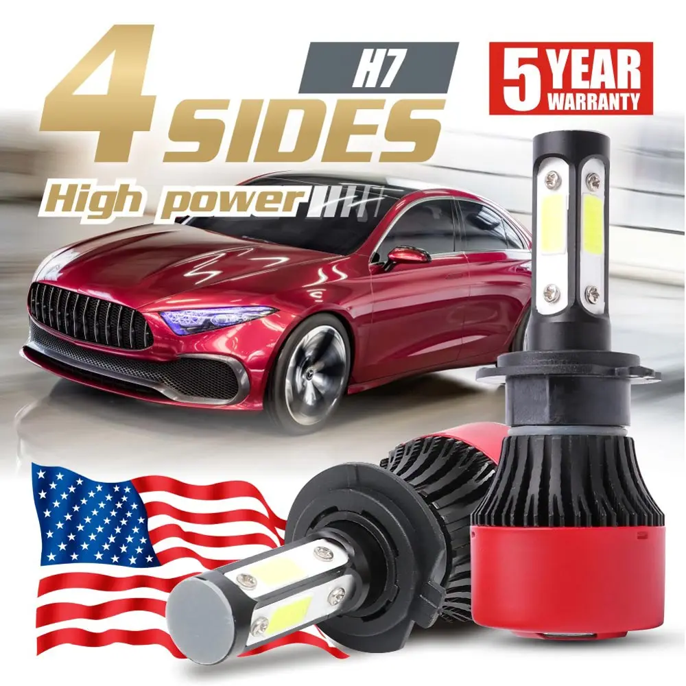 4 стороны H7 светодиодный фары H4/9003/HB2 H11 H13 9005 9006 5202 Авто X7 для автомобильных фар 72 Вт