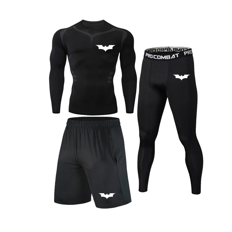 

Bat Men's Apring And Autumn Air Compression Tight Training Exercise Fitness Gym Sports Suit Jogging Running T-Shirt Rashguard