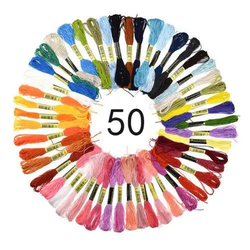 50pcs 24/36/50/100 штук/упаковка для вышивания из искусственного шёлка 800 см вышивка крестиком DIY искусство плоты нитки мулине швейные нитки Handkitting инструменты - Цвет: 50pcs