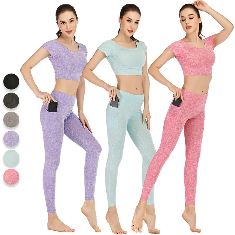 Костюмы для занятия йогой с карманами женские Спортивный костюм 2019 женская