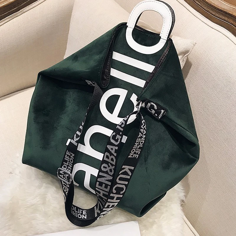 Бархатная женская сумка сумки через плечо с надписью вместительный мессенджер