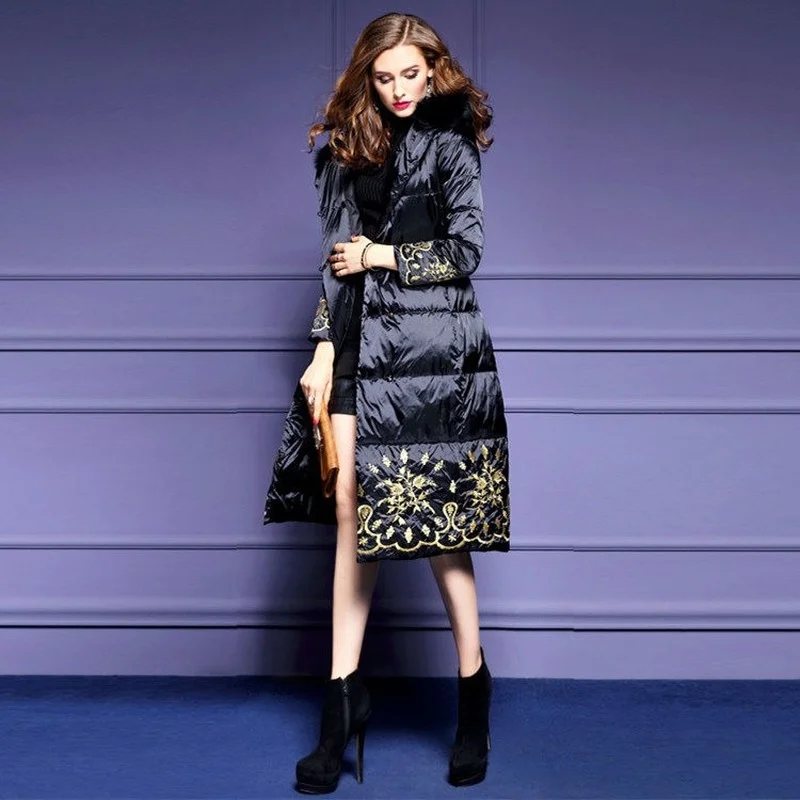 Зимняя пуховая куртка на хлопковом наполнителе женское плотное пальто с принтом