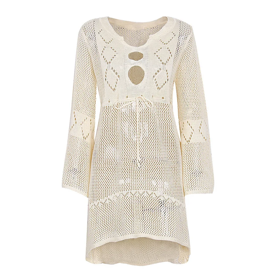 

New Crochet Cover Up Lace Hollow Swimsuit Beach Dress Women Summer Lady Cover-Ups Bathing Suit Beach Wear Tunic Bikini Blouse