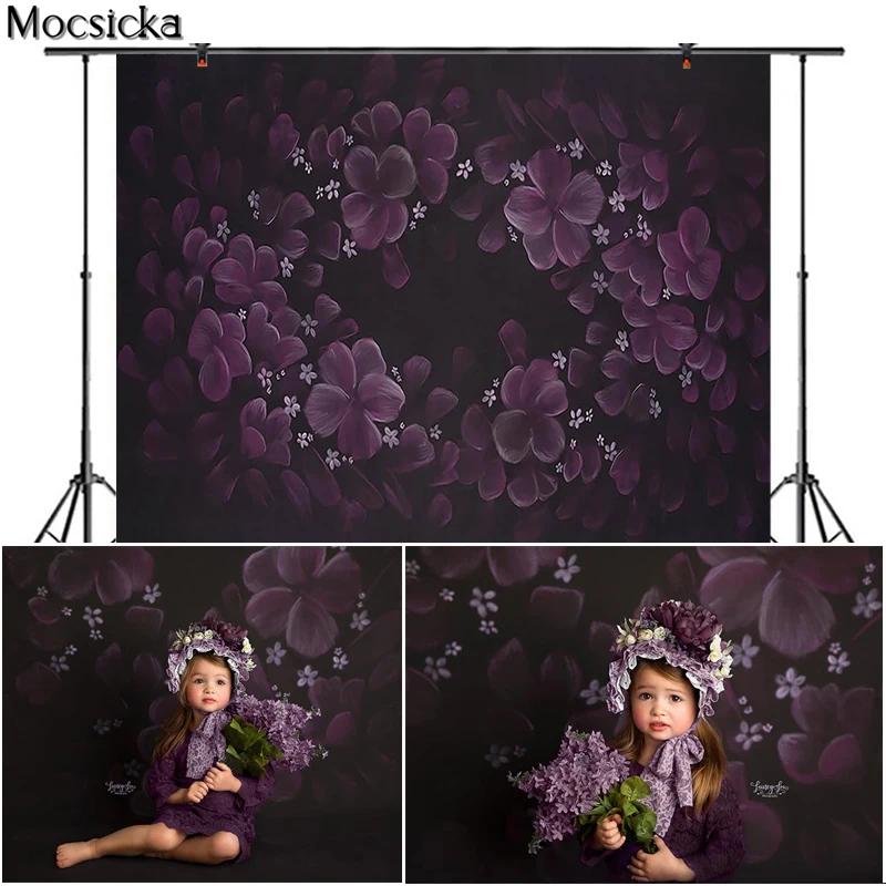 Mocsicka фон для фотосъемки с изображением цветов ручной работы стильный фиолетовый