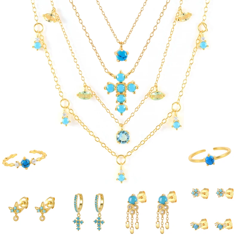 

CANNER Pendientes plata 925 Luxury Turquoise Ear ring For Women Girl Engagement Gift 2021 Trend Fashion Jewelry Accesorios Aros