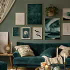 Северные огни, Знак зодиака, карта, Золотая рука, полная луна, звезды, настенный художественный принт, холст, живопись, скандинавский постер, Декор, картины для спальни