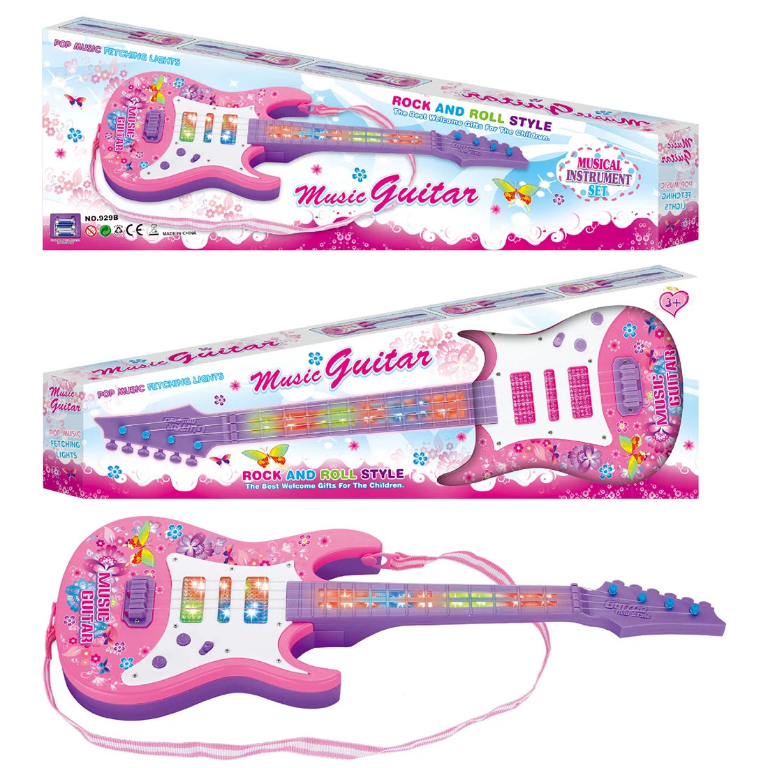 

Children Musical Instrument Toys Multifunction Cartoon Guitar With Light And Music For Children Kid Educational Toys Gift - 929B