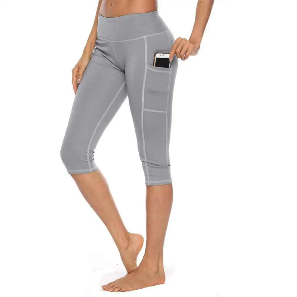 

70% Hot Sell Women Solid Color Side Pocket High Waist Fitness Leggings Yoga Workout Pants