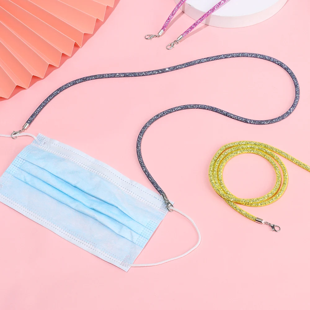 Блестящий женский и мужской шнур для очков нескользящий ремешок со стразами