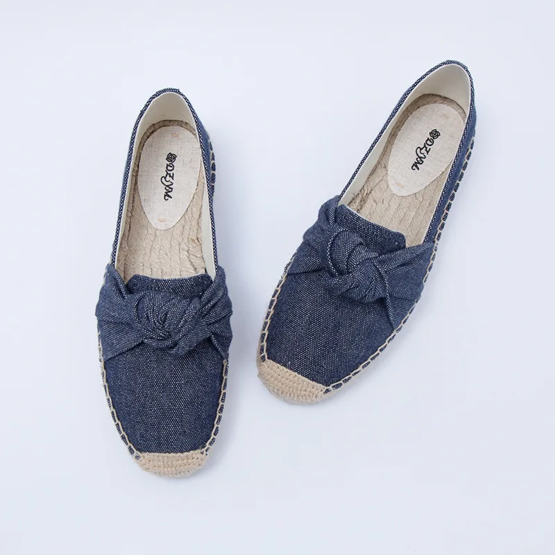 Модные лоферы в рыбацком стиле с бантом и бабочкой парусиновая обувь на толстой