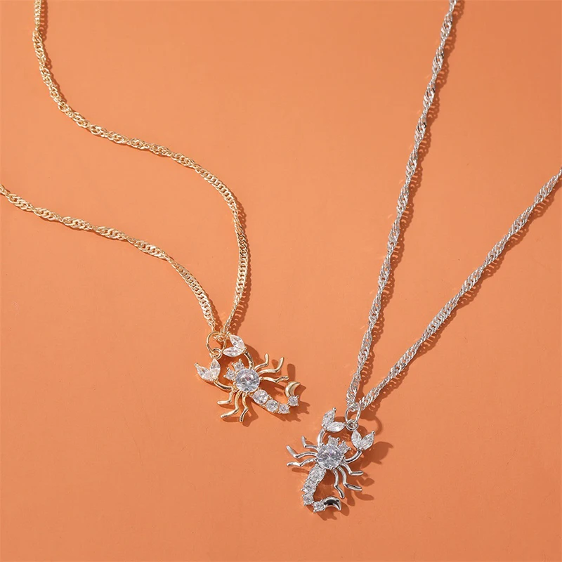 

Gothic Animal Scorpion CZ Pendant Necklace Creative Women's Gold Silver Color Clavicle Chain Punk Hip Hop Ladies Party Jewelry