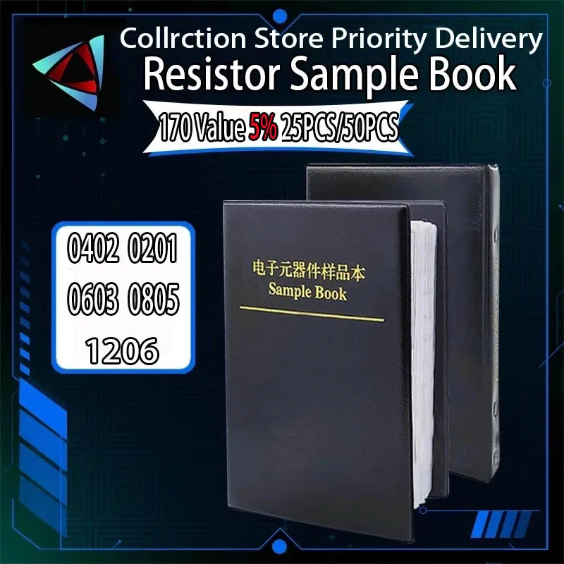Resistor Kit Smd Book 0805 Chip Resistor Assortment Kit 0201 0402 0603 1206 5% FR-07 SMT 170 Values 0R-10M Smd Sample Book