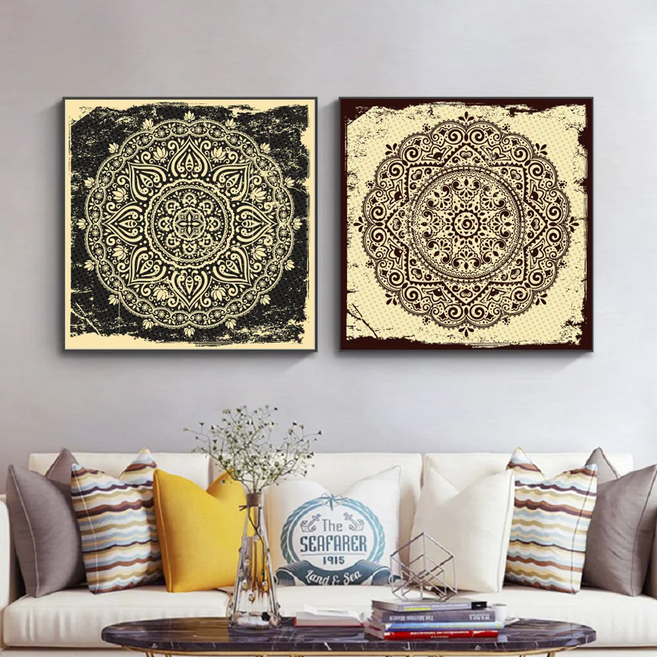 

Nordic Retro Minimalism Mandala Beautiful Pattern Canvas Painting Poster Wall Art Printing Printing Bedroom Home Decor