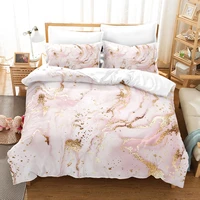 pink golden marble bedding set romantic 3d duvet cover set comforter bed linen twin queen king single size room decor kids adult